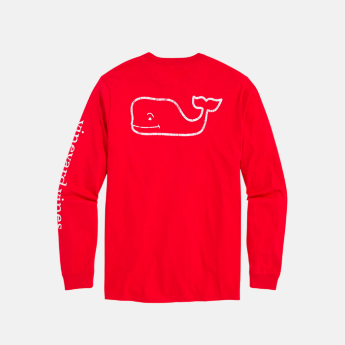 Camisa M/C Vineyard Boys' Long-Sleeve Vintage Whale Pocket Tee RED - Imagen 2