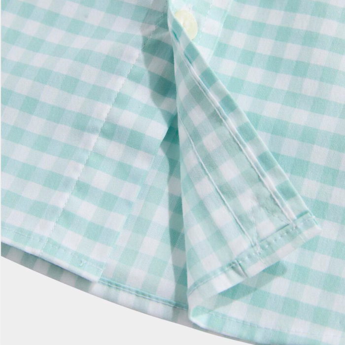 Camisa M/C Vineyard Boys' On-The-Go brrrº Gingham Shirt Aqua - Imagen 4