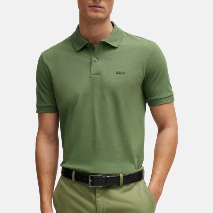 Camisa BOSS Pallas Polo with embroidered logo Green - Imagen 4