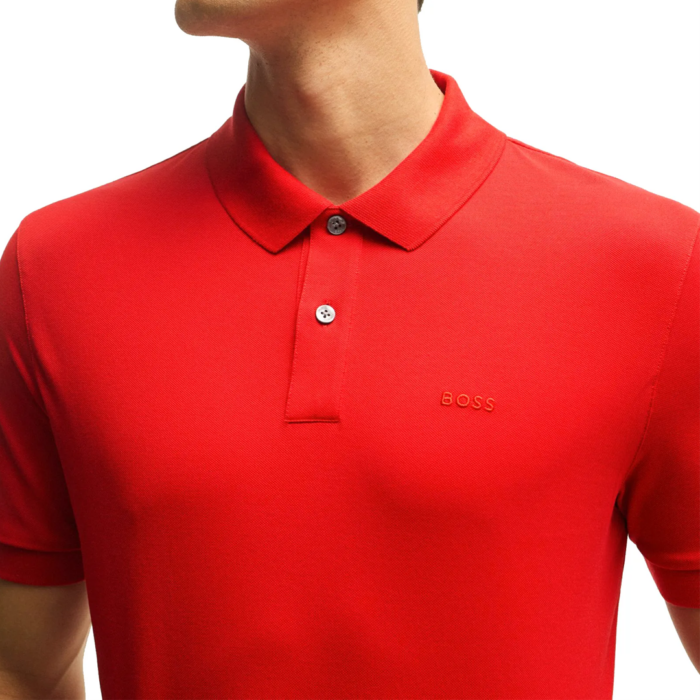 Camisa BOSS Pallas Regular-fit polo shirt in cotton - Bright Red - Imagen 3