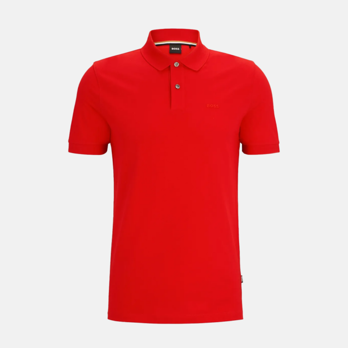 Camisa BOSS Pallas Regular-fit polo shirt in cotton - Bright Red - Imagen 2