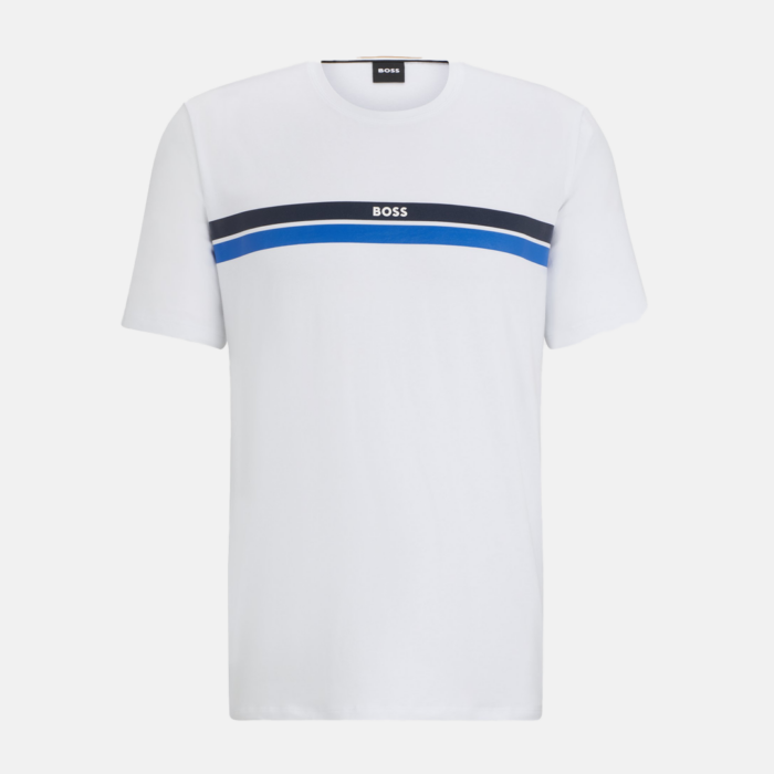 Camiseta BOSS de pijama de raya con logo - White - Imagen 3