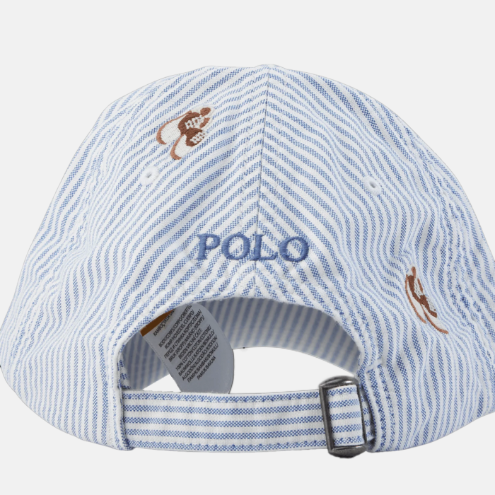 Gorra a rayas azul Oxford con logo de caballo de Polo Ralph Lauren - Imagen 4