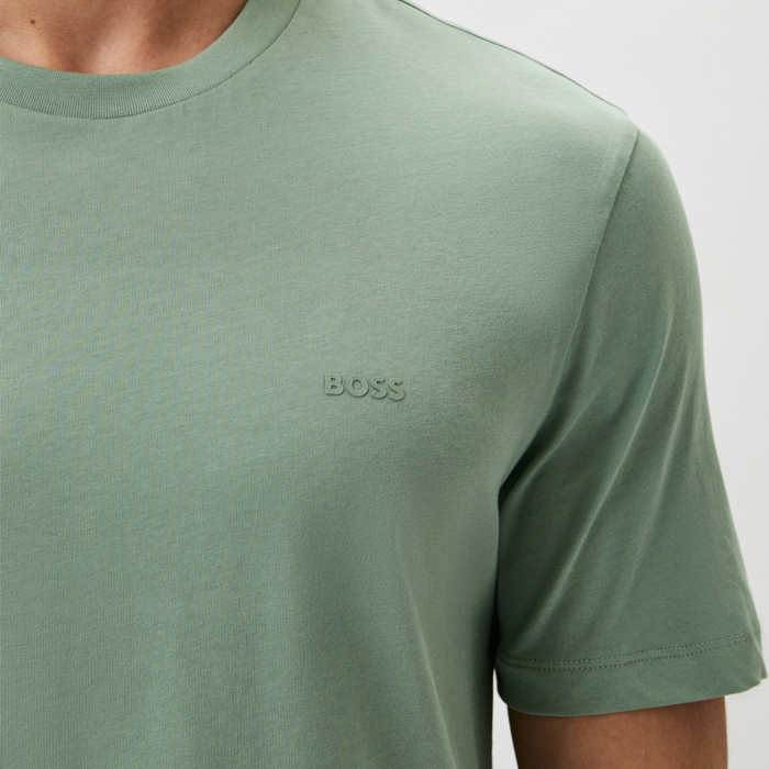 Cotton-jersey BOSS T-shirt with rubber-print logo Light Green Pastel - Imagen 4