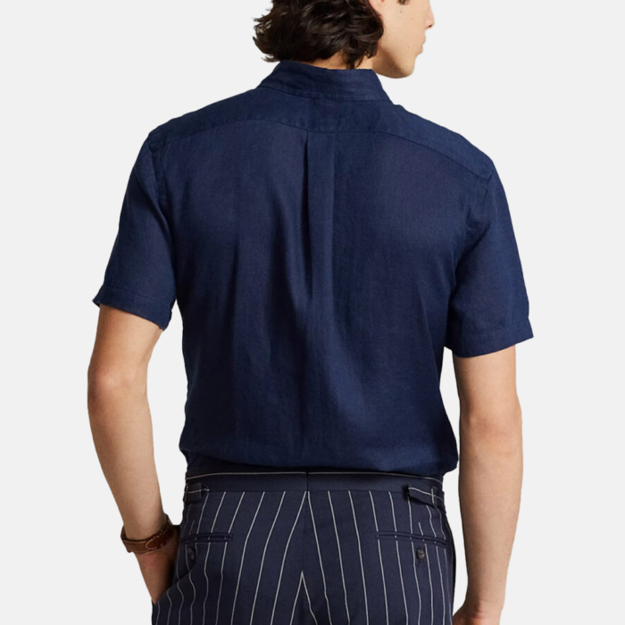 Camisa M/C Custom Fit Linen Shirt Navy - Imagen 3