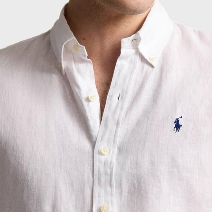 Camisa M/C Custom Fit Linen Shirt White - Imagen 3