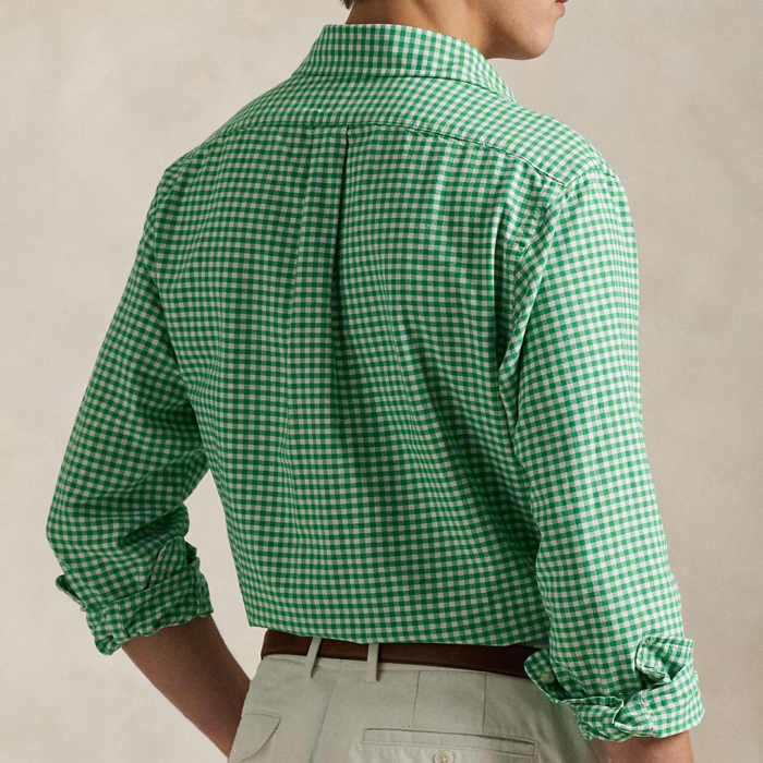 Camisa POLO M/L Custom Fit Gingham Oxford Summer Emerald/White - Imagen 3