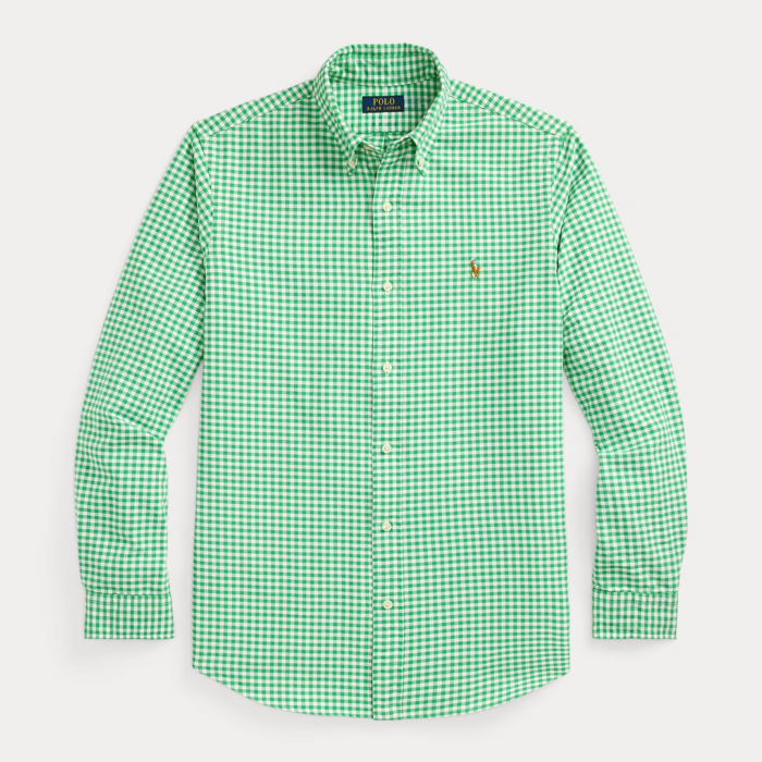 Camisa POLO M/L Custom Fit Gingham Oxford Summer Emerald/White - Imagen 4