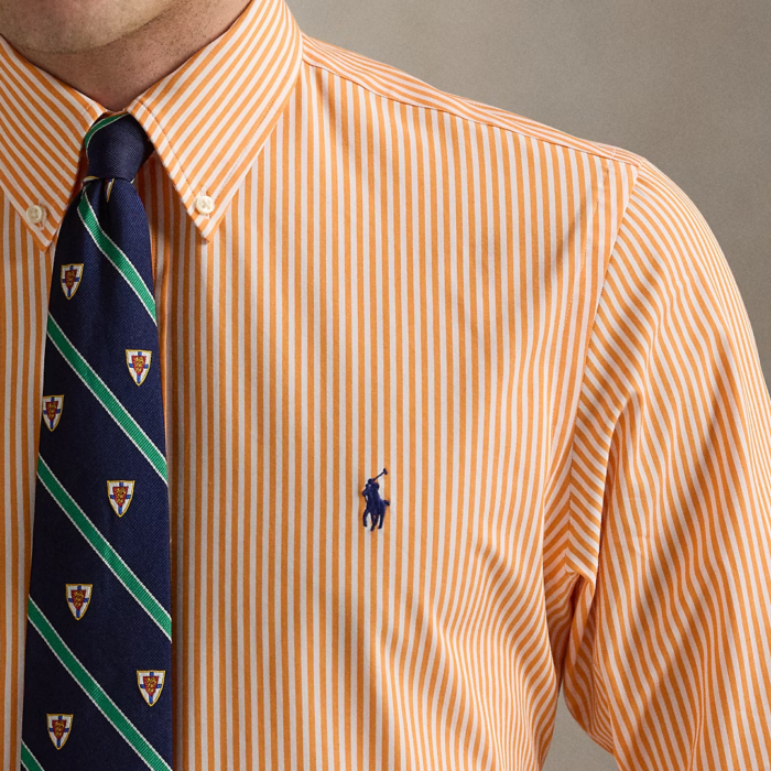 Camisa POLO M/L Custom Fit Gingham Oxford Soft Clement Orange - Imagen 2