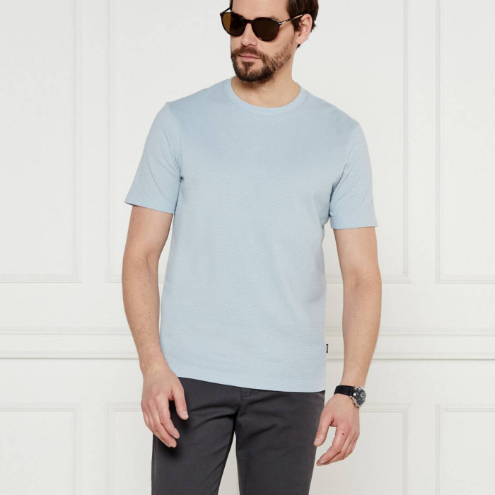 Camiseta BOSS - with bubble-jacquard structure Light Blue - Imagen 4