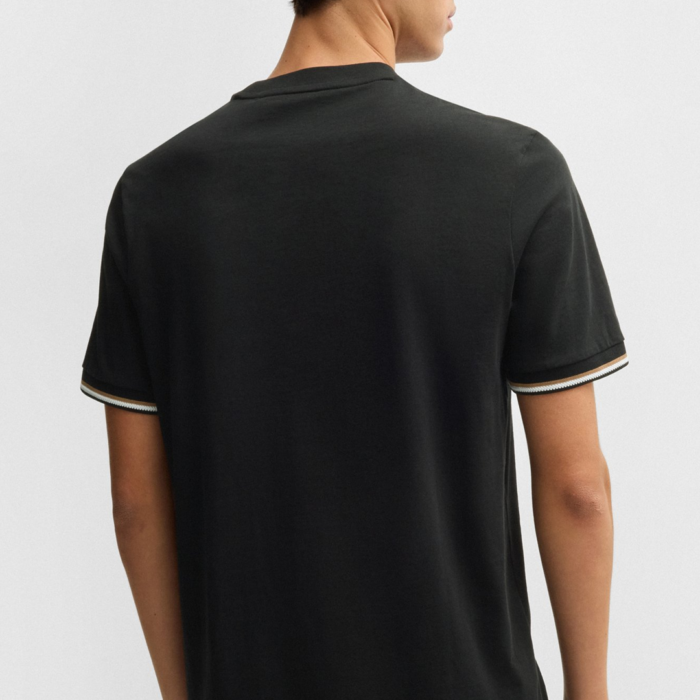 Camiseta BOSS - Thompson with signature-stripe cuffs Black - Imagen 3