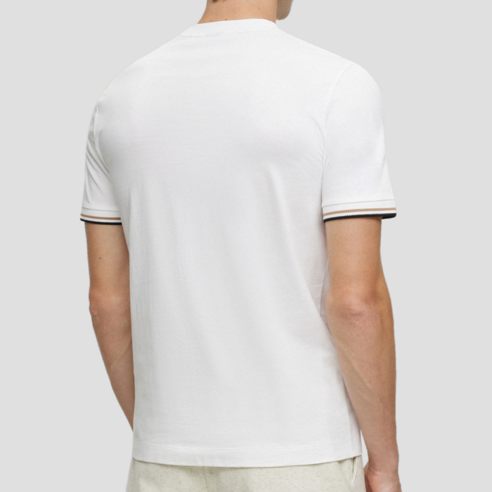 Camiseta BOSS - Thompson with signature-stripe cuffs White - Imagen 3