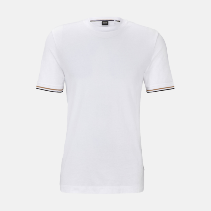 Camiseta BOSS - Thompson with signature-stripe cuffs White - Imagen 4