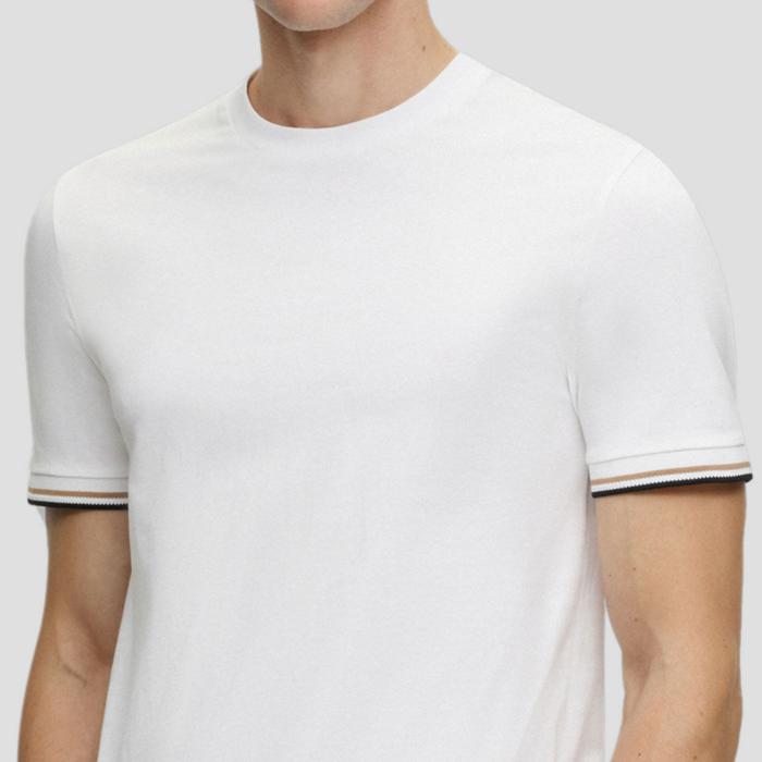 Camiseta BOSS - Thompson with signature-stripe cuffs White - Imagen 2