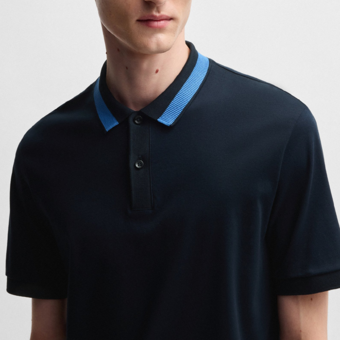 Camisa tipo polo BOSS - Phillipson with collar stripe Dark Blue - Imagen 2