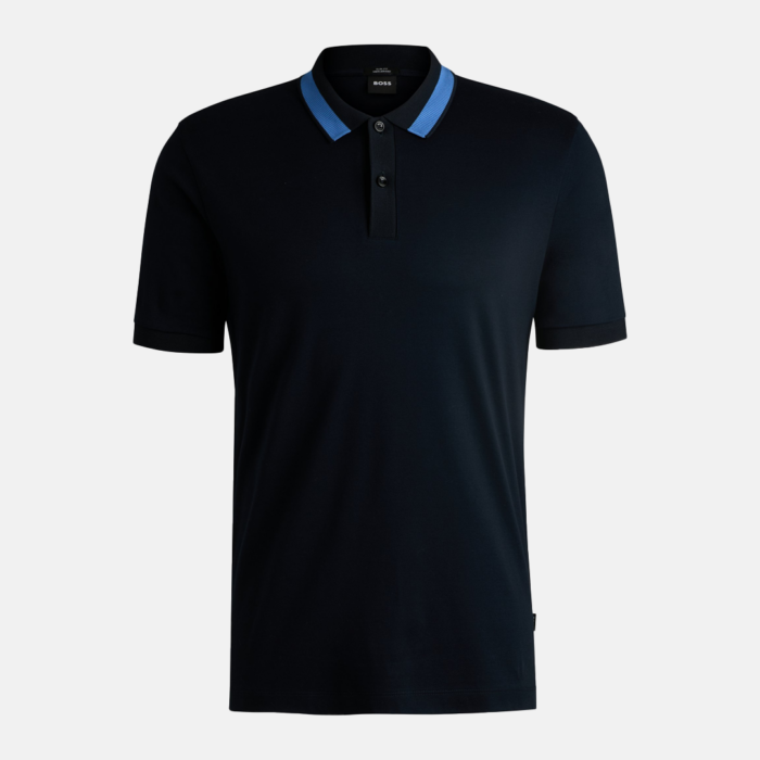 Camisa tipo polo BOSS - Phillipson with collar stripe Dark Blue - Imagen 4